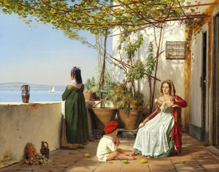 Loggia fra Procida med figurer (Loggia from Procida with figurines)