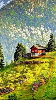 Casinha vermelha em algum lugar dos alpes da Suíça !!!