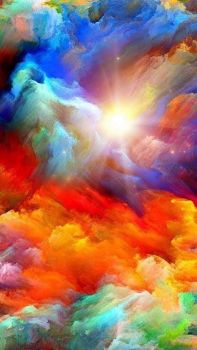 Rainbow colors in the clouds! art..