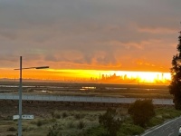Sunrise shines through Melbourne CBD
