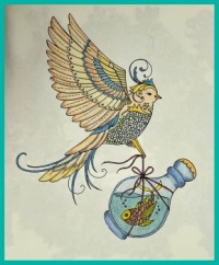 Self-colored drawings. Zelf gekleurde tekeningen.