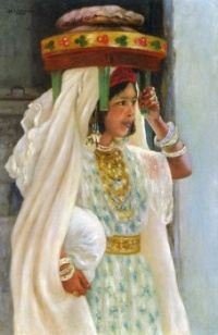 "Arab girl carrying bread"
