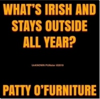 What's Irish and stays outside