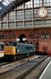 BR Class 45 45110 at St Pancras, 1987.