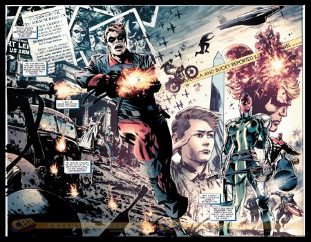 A cool double-page panel from "Fear Itself 7:1"