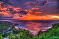 Oahu Hi Waimea Bay radiant sunset Haleiwa north shore