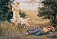 Walter Crane (1845–1915), Diana and Endymion (1883), watercolor and gouache - 2 OF 4
