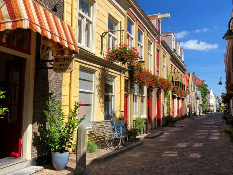 Charming street in Delft Holland