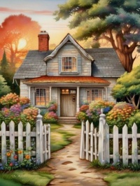 Sunset Cottage, resizable 12 to 500 pieces