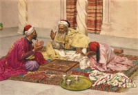 The Theme is Friendship / Giulio Rosati (Italian, 1858-1917) - Backgammon Players in a Courtyard (Cropped)