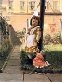 "Young Girl In A New York Garden" By John George Brown