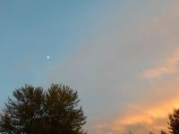 A Half full Moon with a half a sunset.
