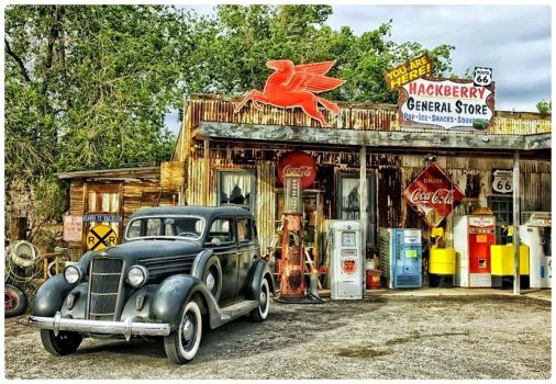 Vintage Car at Hackberry General Store on Route 66