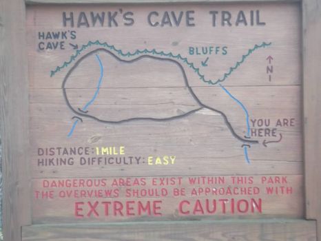Hawks cave trail sign