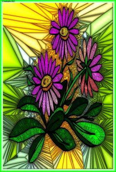 STAINED GLASS FLOWER A92