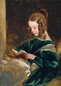 A Classic Painting Of A Young Girl Reading, By Edwin Henry Landseer