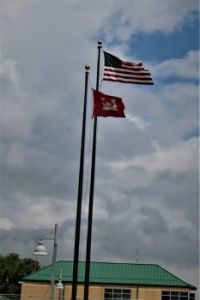 2 flags over lock 10, Mississippi river