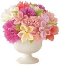Tissue paper flowers in bowl