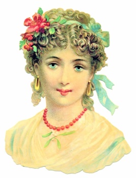 Themes Vintage illustrations/pictures - Beauty with Flowers in her Hair