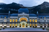 One impressive former railroad station on the border of Spain and France!  Now converted to a hotel, I would love to book a room for a weekend if I could!   (2nd of 4)