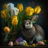 Bunny with Tulips