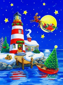 Solve Lighthouse Santa jigsaw puzzle online with 154 pieces