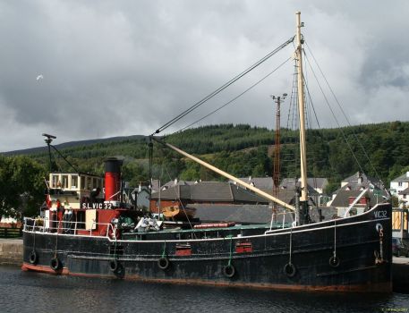 Clyde Puffer VIC32 moored at Corpach