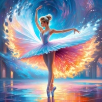 Gorgeous Ballerina with Flaming Ice Skirt