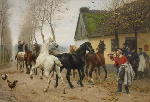 A pack of horses outside an inn (1878)