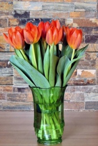 Red Tulips in a Green Vase, resizable 12 to 450 pieces