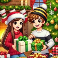 Teenagers opening gifts - AI Generated