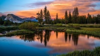 Sunset Lake Trees Mountains
