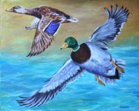 Mallards Painting by karl Wagner