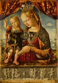 TWO SMALLER SIZES - JUST ASK / Bernardino di Mariotto dello Stagno The Virgin and Child, a landscape beyond with Saint Jerome &amp; Saint John &amp; view of Venice