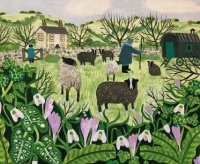 Art - Vanessa Bowman - Spring - Chalmington Sheep & Snowdrops