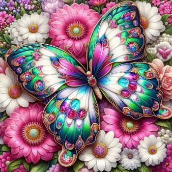 1000 Piece Crystal Butterfly Jigsaw Puzzle For Adults - Colorful Fantasy Wings, 23.9x23.9 Inch