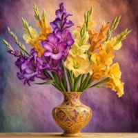 Beautiful flowers in a vase   (the number of pieces can be changed from 9 to 306)