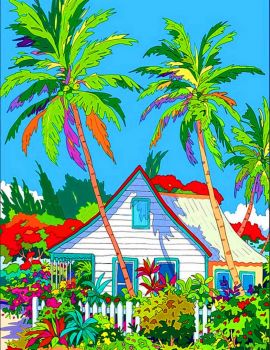 House With Colorful Plants