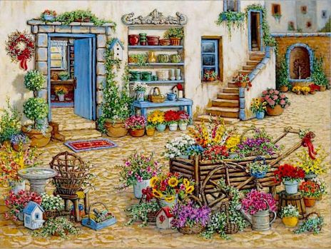 Solve Courtyard Flower Shop jigsaw puzzle online with 80 pieces