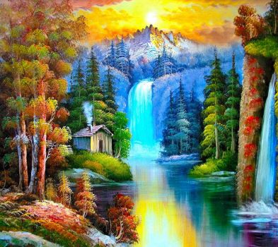 Solve Waterfalls jigsaw puzzle online with 72 pieces