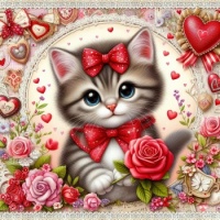 Kitten and Roses, Resizable 9 to 483 pieces