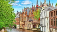 Bruges Belgium - Old Brick Homes on Canal