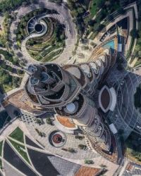 Aerial shot of Burj Khalifa.