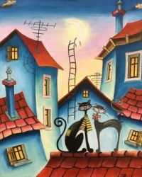black cats on the roof