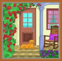 Front Porch with Dog