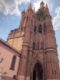 Close up of Church Tower, San Miguel Allende