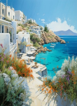 Solve Seaside Greece jigsaw puzzle online with 88 pieces