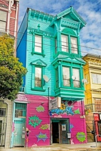 Casa vitoriana verde em Haight Ashbury, São Francisco