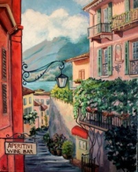 Oil Painting "Italy, Bellagio, Lake Como" Landscape