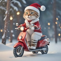 Kitten on a Scooter in the Snow, resize 9 to 483 pieces